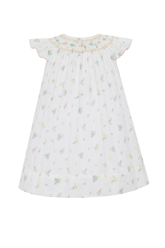 Anavini Girls Sleeveless Smocked Angel Sleeve Bishop Dress - Pastel Floral Print by Anavini