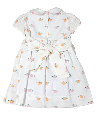 Anavini Girls Pink and Orange Pumpkins Smocked Dress by Anavini