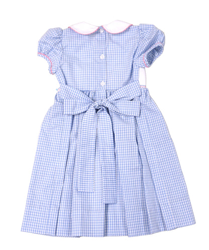 Anavini Girls Blue Gingham Smocked Princess Dress with Collar by Anavini
