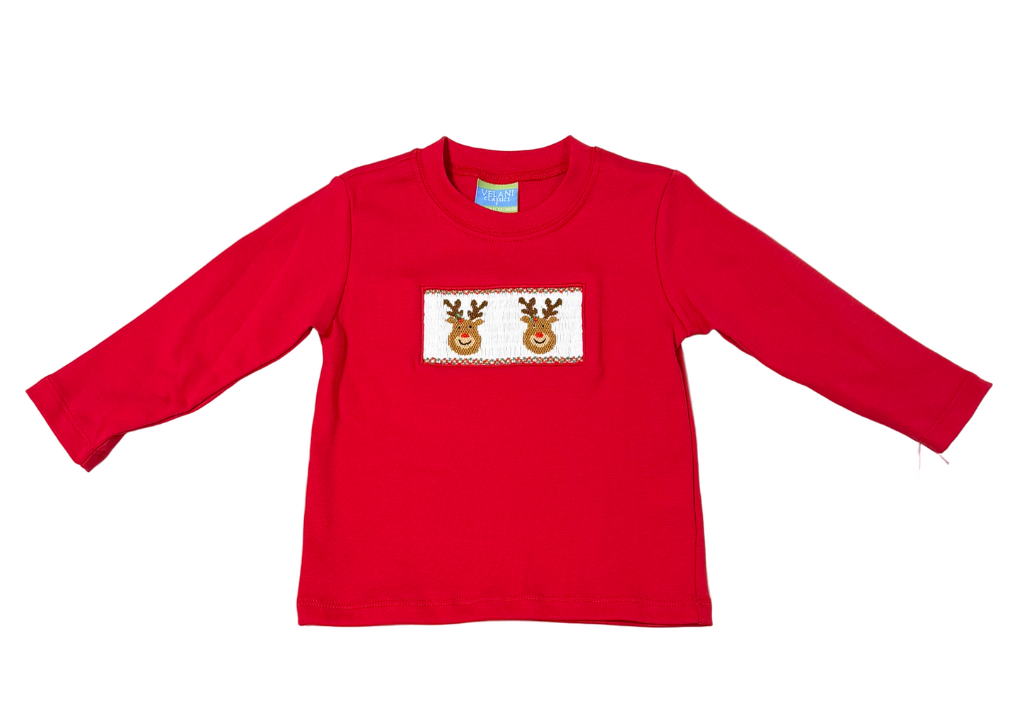 Anavini Velani Boys Red Smocked Reindeer Shirt by Anavini