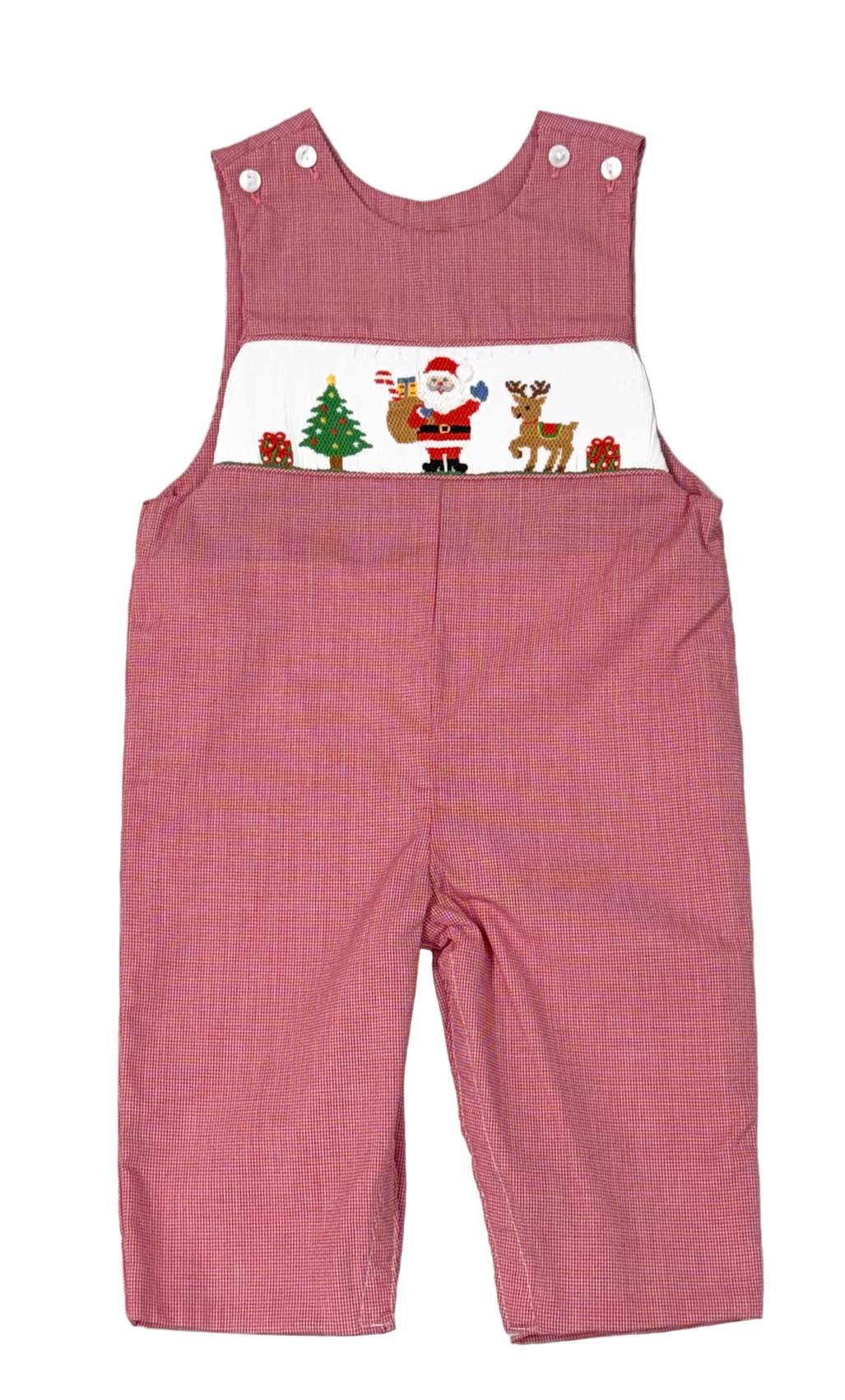 Anavini Velani Boys Red Microcheck Smocked Christmas Time Longall by Anavini