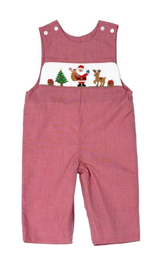 Anavini Velani Boys Red Microcheck Smocked Christmas Time Longall by Anavini