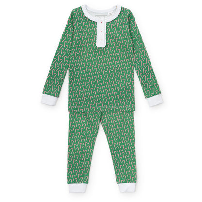 Lila & Hayes Girls Alden Pajamas Set - Green Candy Cane Lane by Lila & Hayes