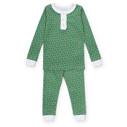 Lila & Hayes Girls Alden Pajamas Set - Green Candy Cane Lane by Lila & Hayes