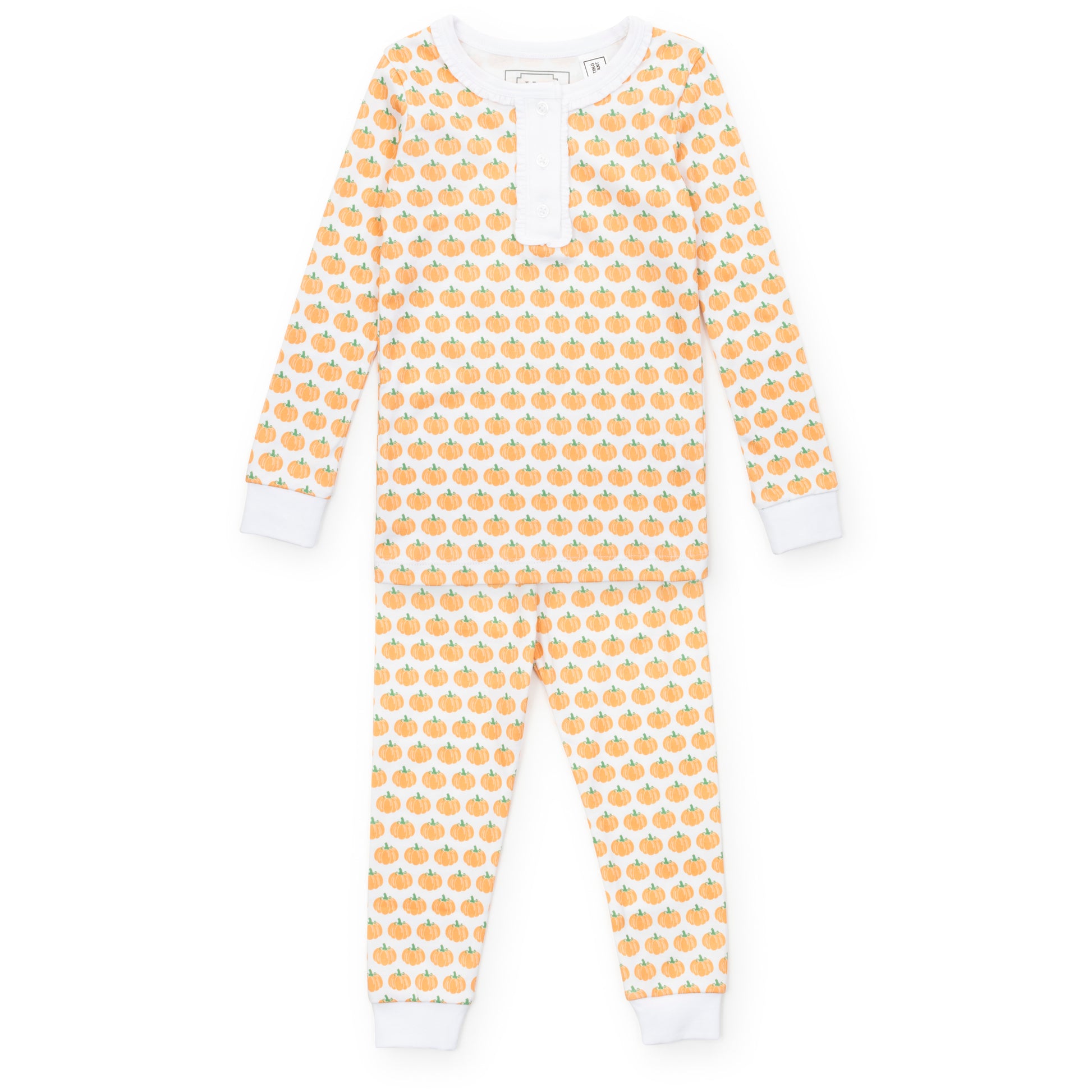 Lila & Hayes Girls Alden Pajamas Set - Orange Harvest Pumpkins