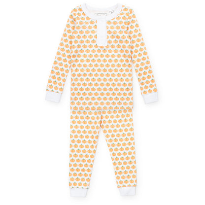 Lila & Hayes Girls Alden Pajamas Set - Orange Harvest Pumpkins