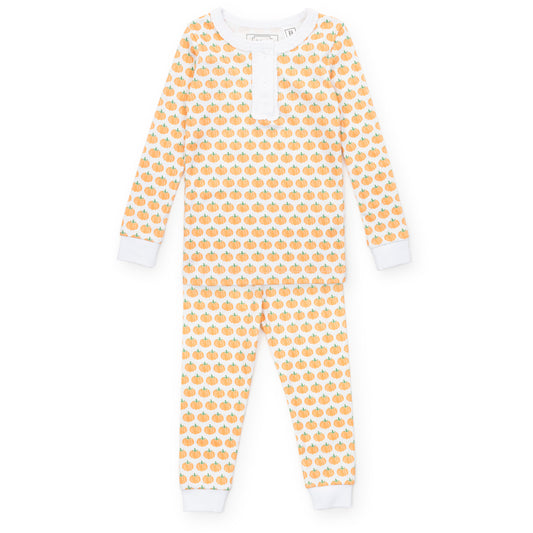 Lila & Hayes Girls Alden Pajamas Set - Orange Harvest Pumpkins