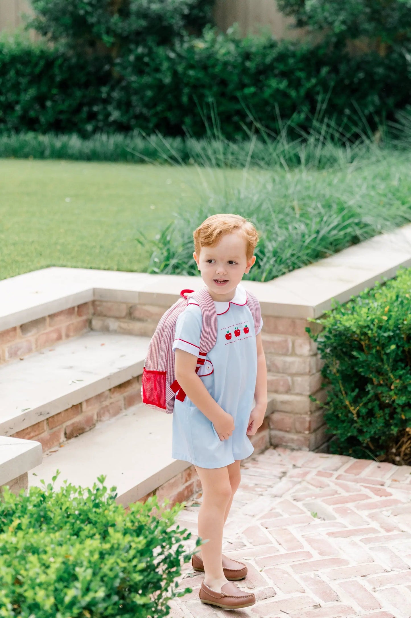 Proper Peony Toddler Boys Blue Back to School Andover Apples Jon Jon by Proper Peony
