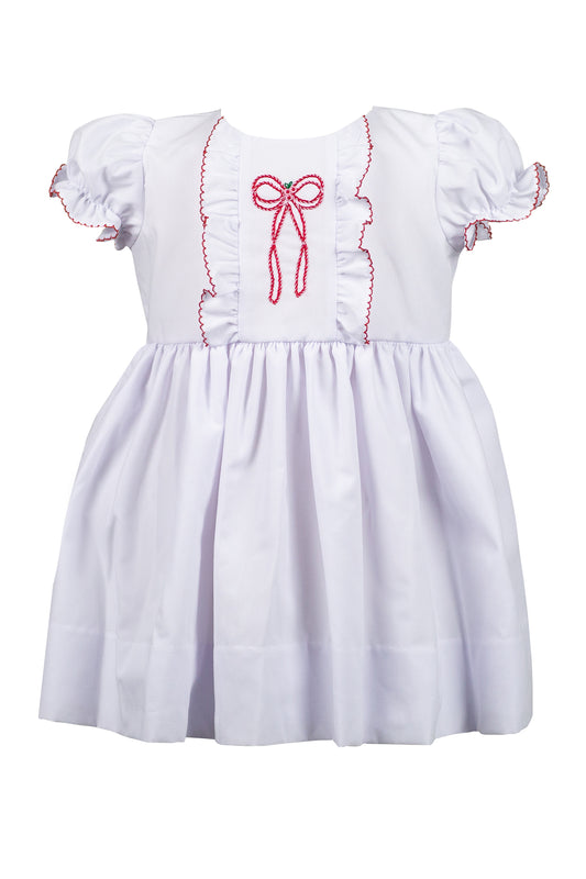 Proper Peony Girls White / Red Bow Angelica Christmas Dress