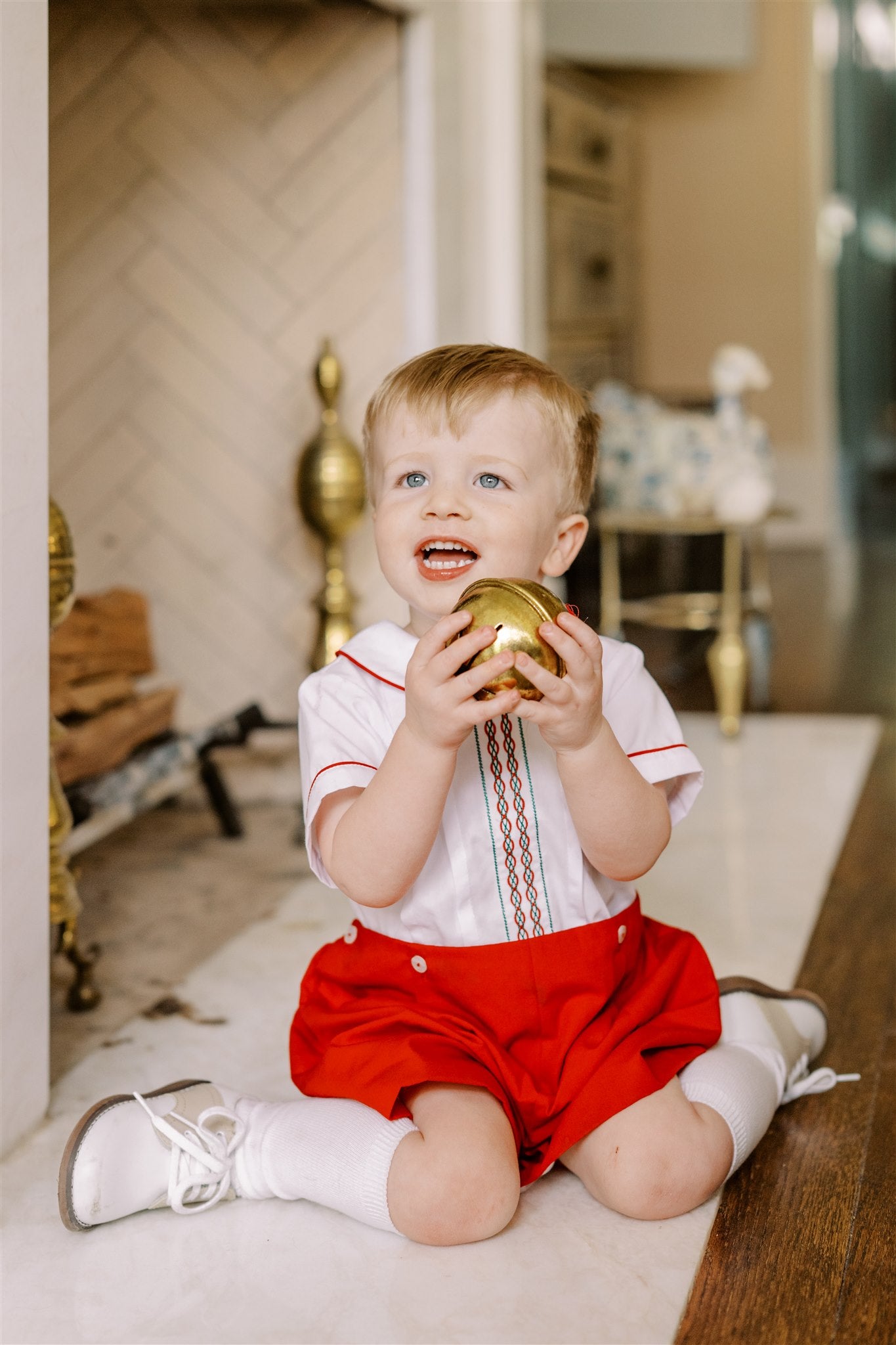 Proper Peony Boys Red Angelica Dressy Christmas Shorts Set