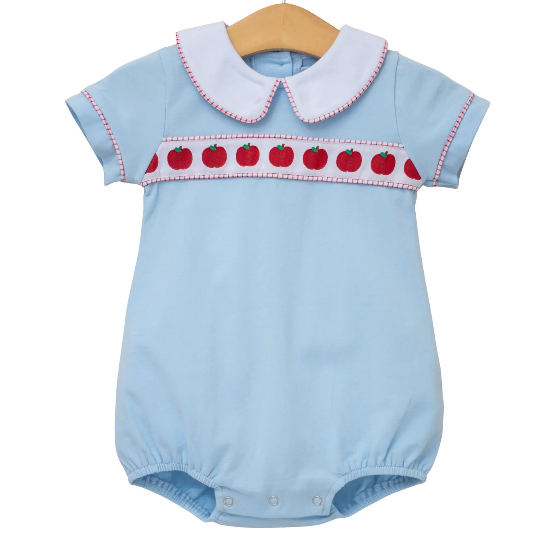 Trotter Street Kids Baby Boys Blue Bubble - Red Apple Ribbon
