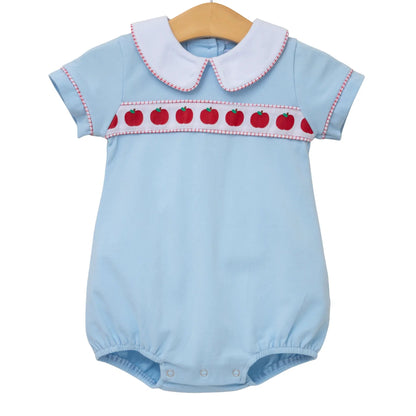 Trotter Street Kids Baby Boys Blue Bubble - Red Apple Ribbon