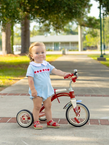 Trotter Street Kids Baby Boys Blue Bubble - Red Apple Ribbon