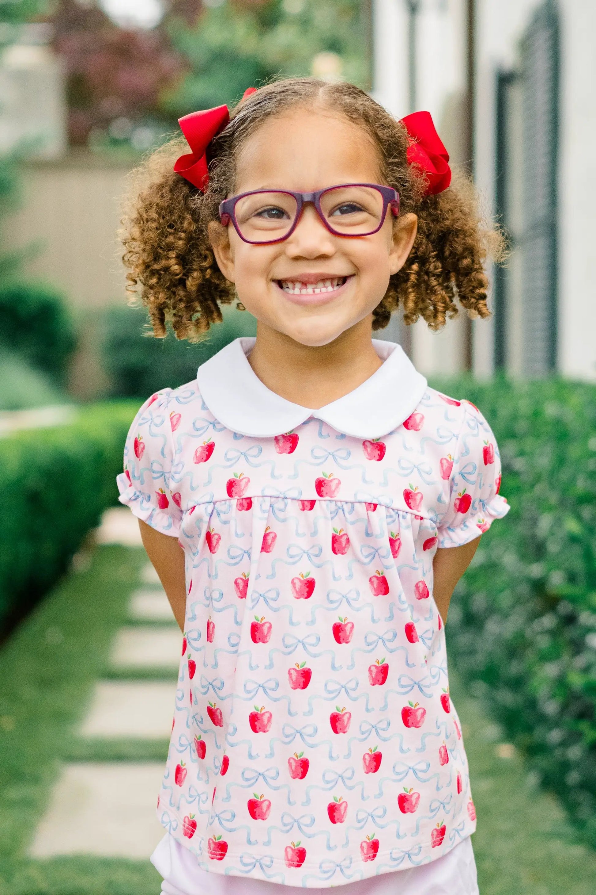 Proper Peony Toddler Girls Pink Pima School Apple Blossoms Bloomer Set