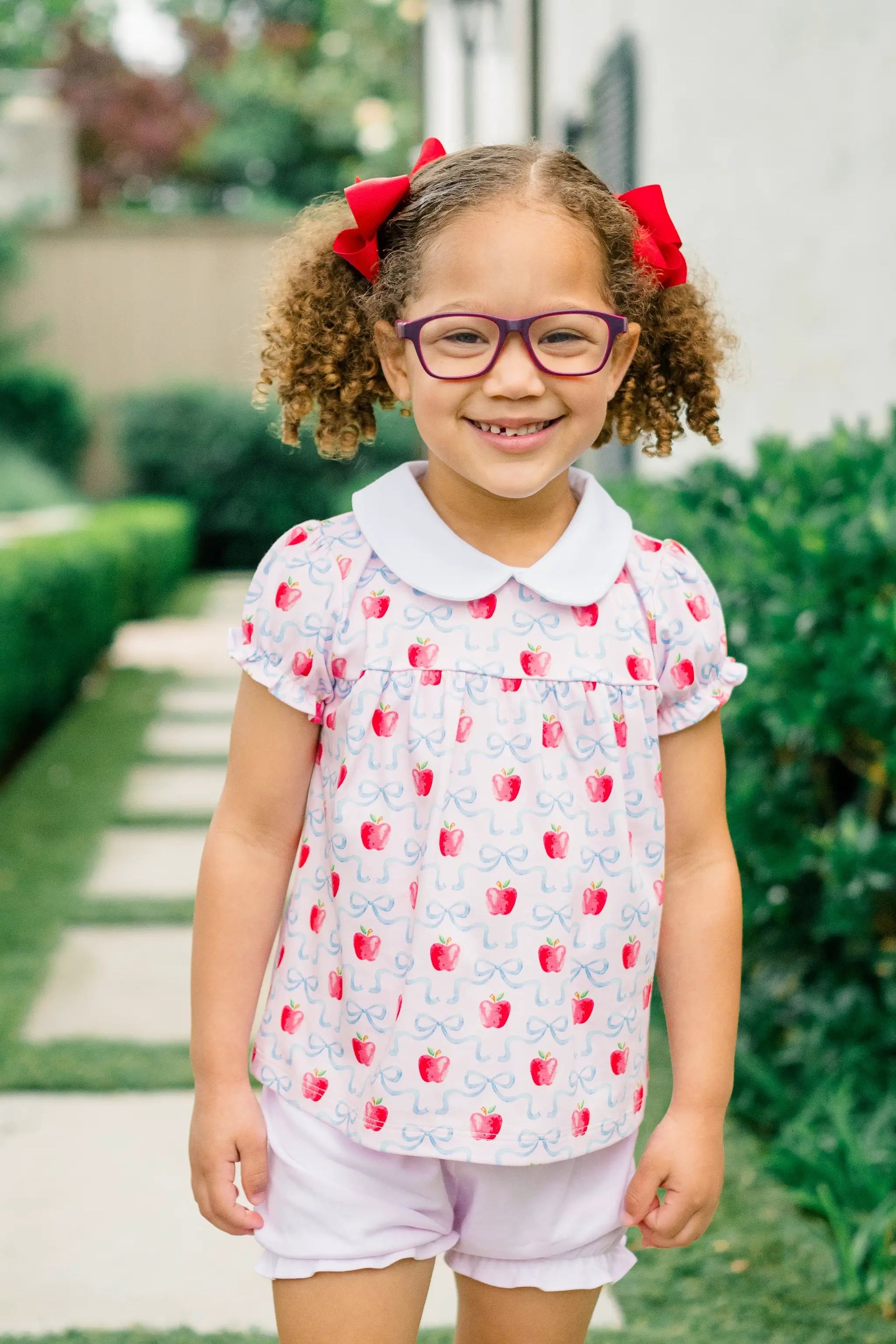 Proper Peony Toddler Girls Pink Pima School Apple Blossoms Bloomer Set