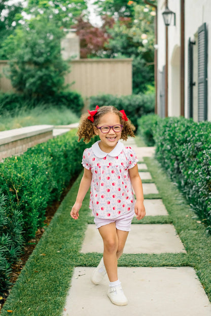 Proper Peony Toddler Girls Pink Pima School Apple Blossoms Bloomer Set by Proper Peony