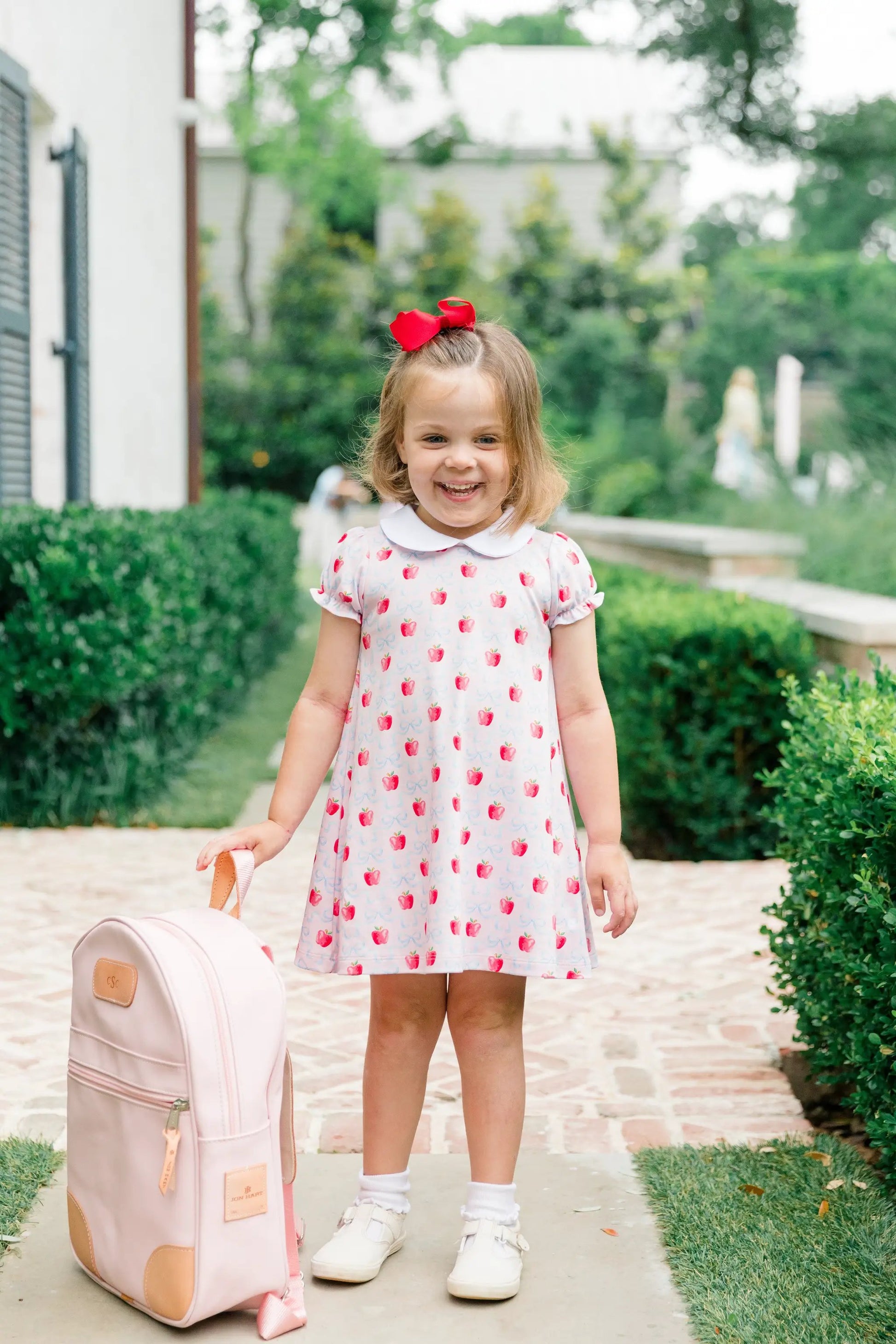 Proper Peony Girls Pink Pima School Apple Blossoms Dress with Collar