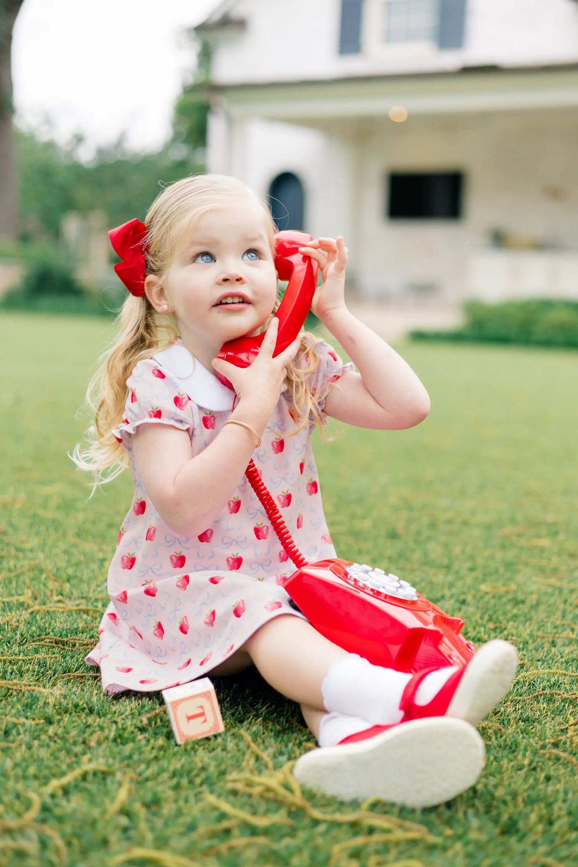 Proper Peony Girls Pink Pima School Apple Blossoms Dress with Collar