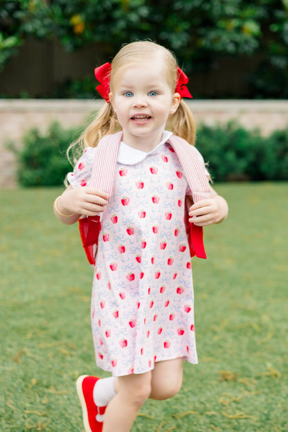 Proper Peony Girls Pink Pima School Apple Blossoms Dress with Collar by Proper Peony