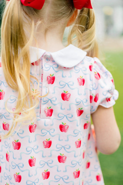 Proper Peony Girls Pink Pima School Apple Blossoms Dress with Collar by Proper Peony
