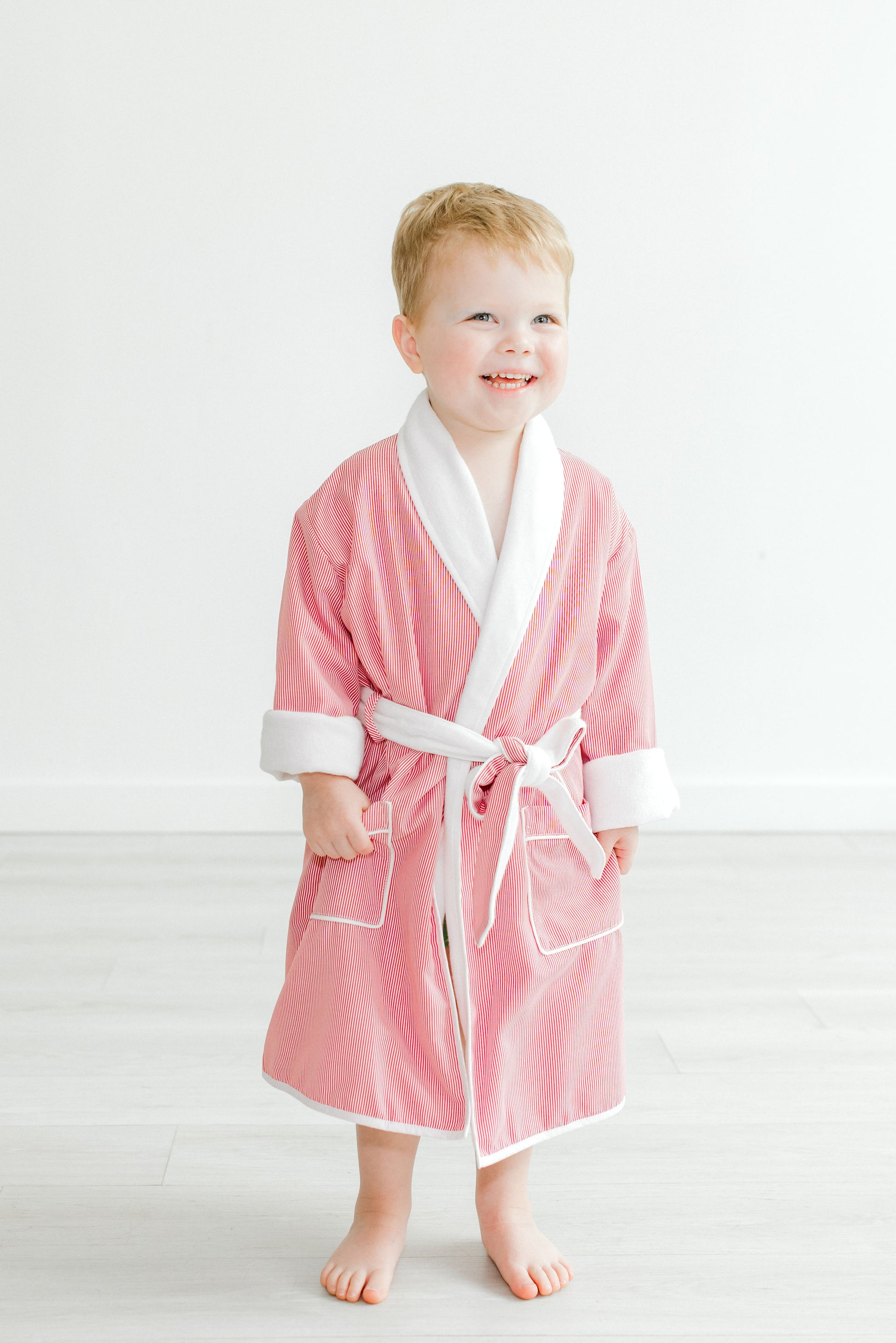 Terry Tots Luxury Bath Robe - Red Holiday Stripes - Boys