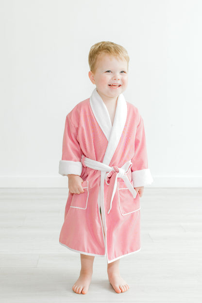 Terry Tots Luxury Bath Robe - Red Holiday Stripes - Boys