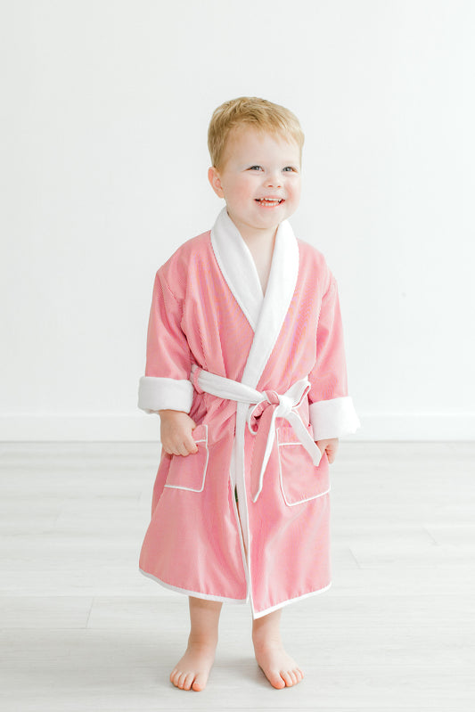 Terry Tots Luxury Bath Robe - Red Holiday Stripes - Boys by Terry Tots