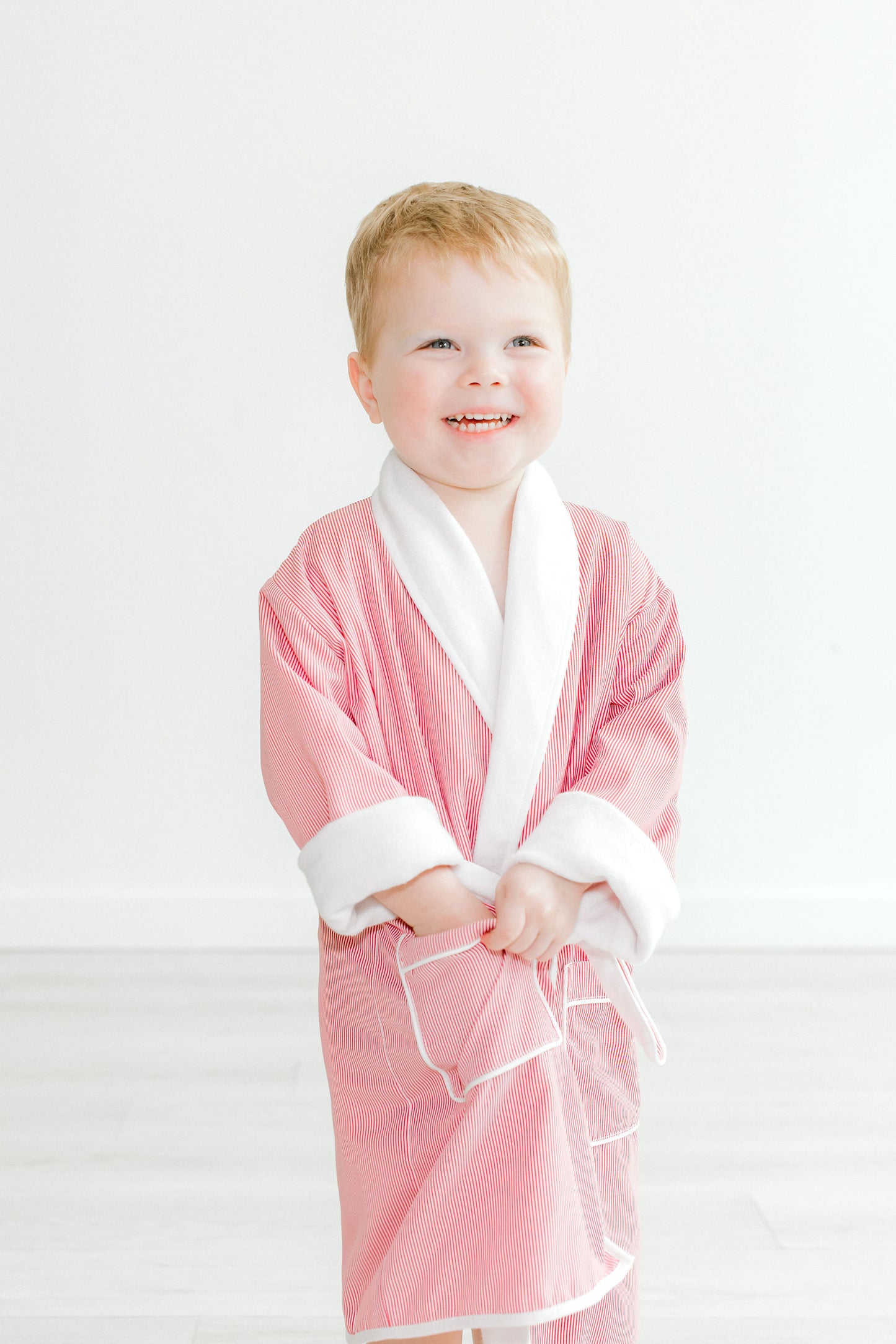 Terry Tots Luxury Bath Robe - Red Holiday Stripes - Boys