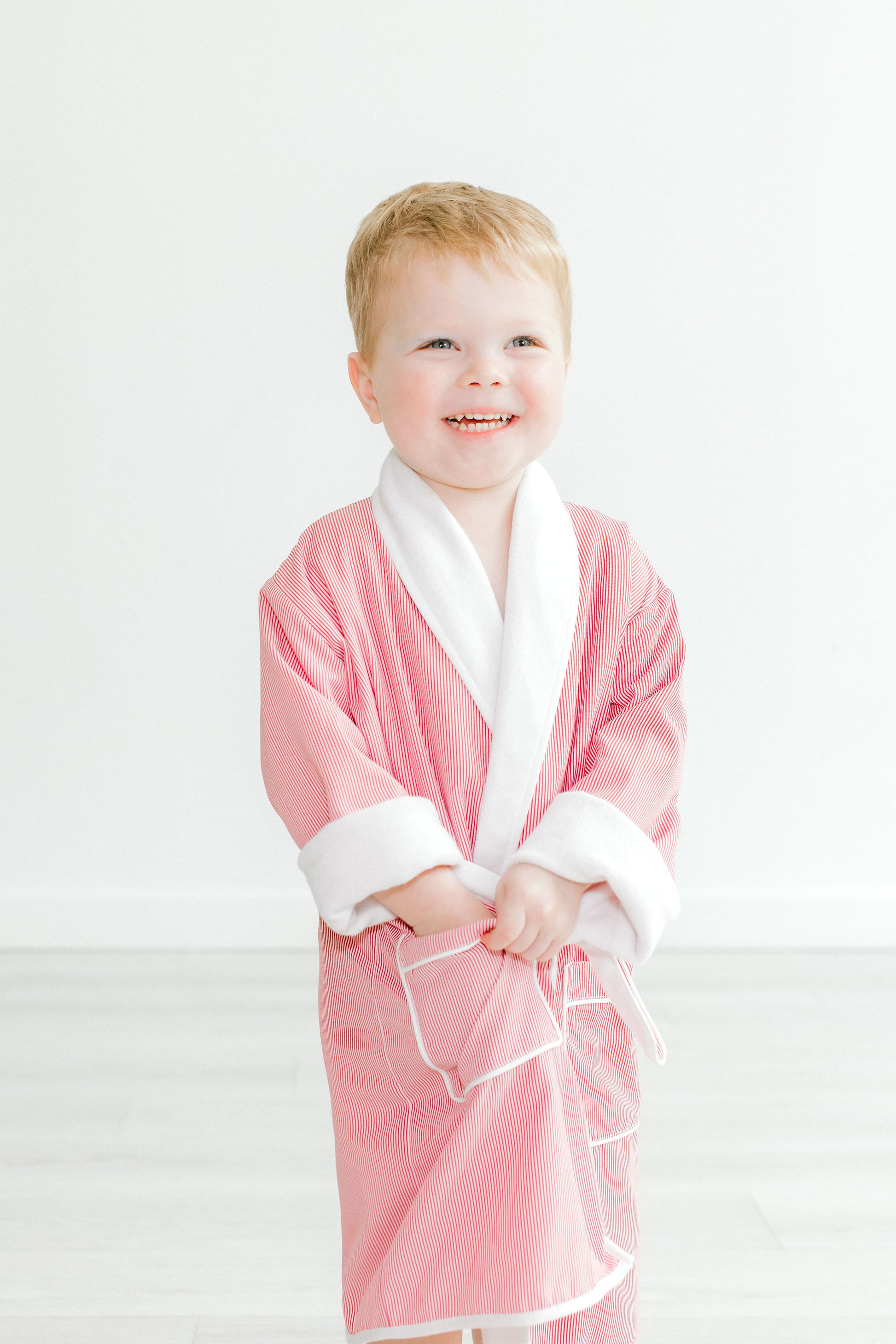 Terry Tots Luxury Bath Robe - Red Holiday Stripes - Boys
