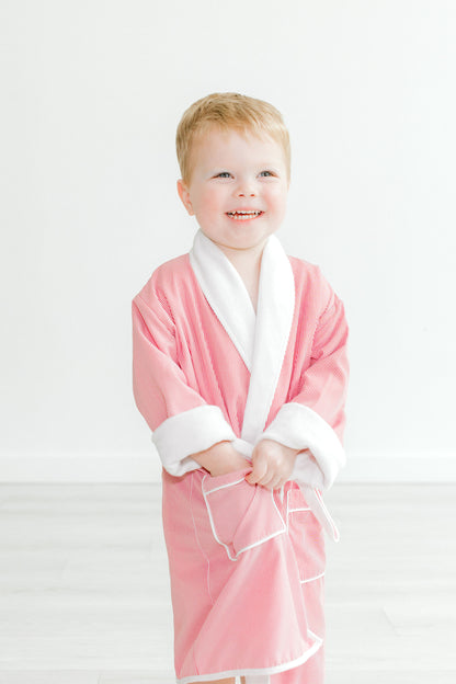 Terry Tots Luxury Bath Robe - Red Holiday Stripes - Boys