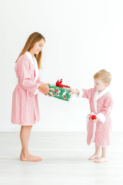 Terry Tots Luxury Bath Robe - Red Holiday Stripes - Boys