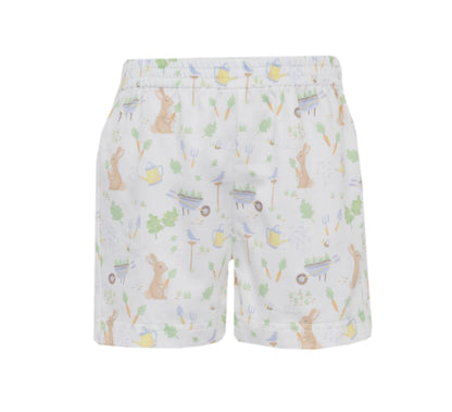 Claire & Charlie Boys Peter Rabbit Short Set with Light Blue Knit T-Shirt - Peter Rabbit Print Pocket by Claire & Charlie