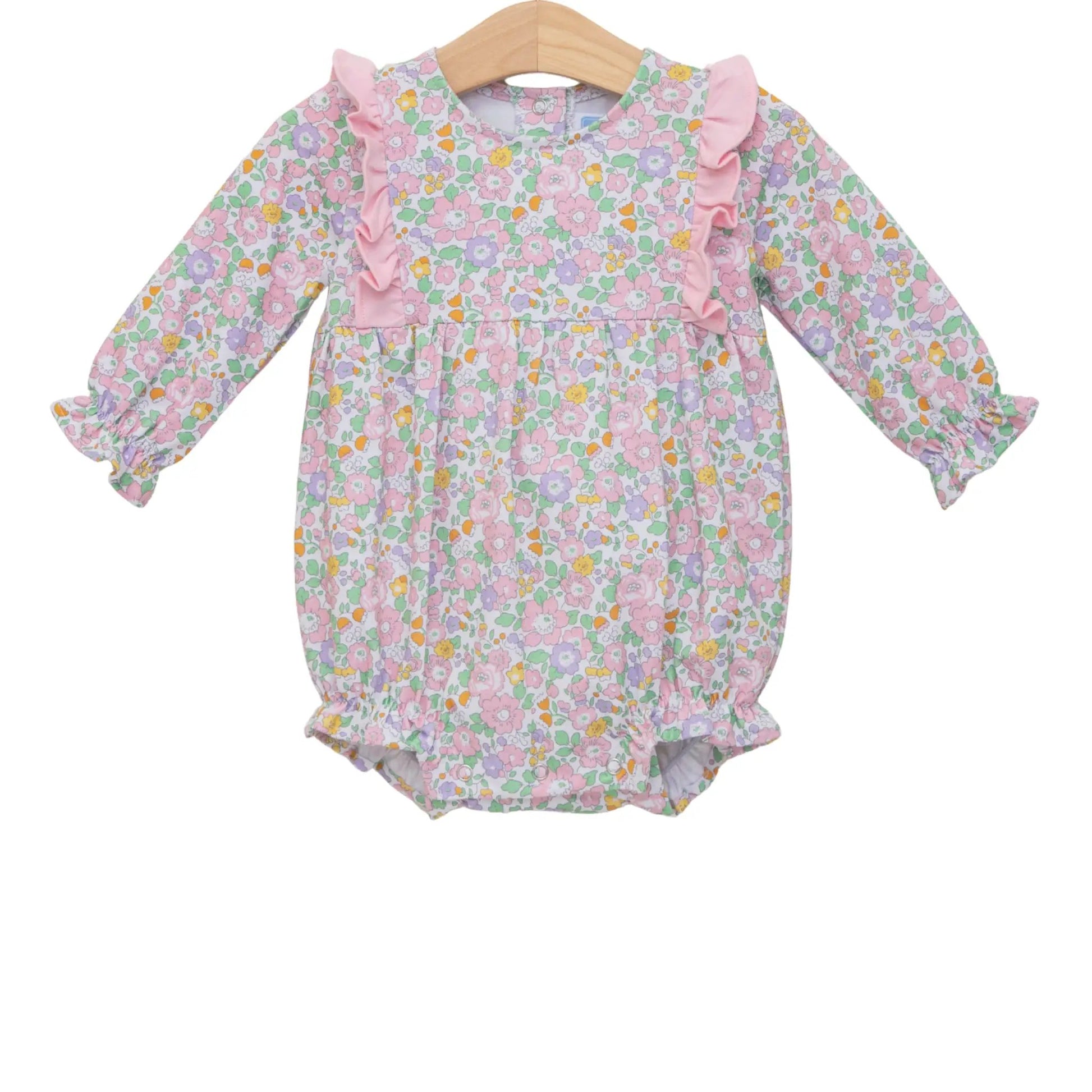 Trotter Street Kids Baby Girls Pink Autumn Blooms Floral Bubble