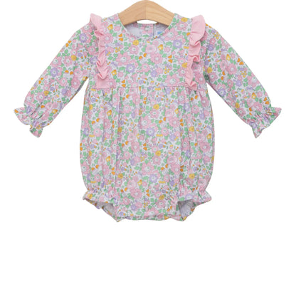 Trotter Street Kids Baby Girls Pink Autumn Blooms Floral Bubble