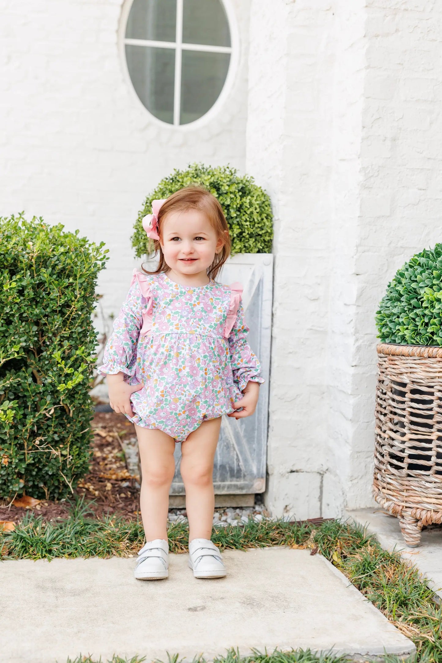 Trotter Street Kids Baby Girls Pink Autumn Blooms Floral Bubble