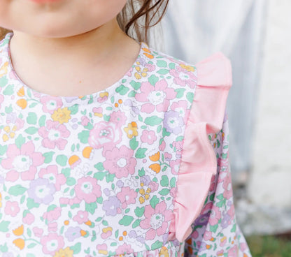Trotter Street Kids Baby Girls Pink Autumn Blooms Floral Bubble