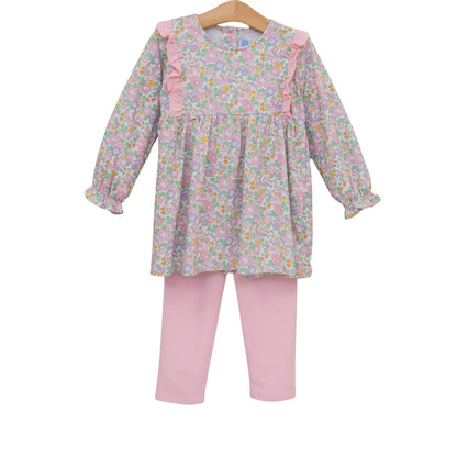 Trotter Street Kids Girls Pink Autumn Blooms Pant Set