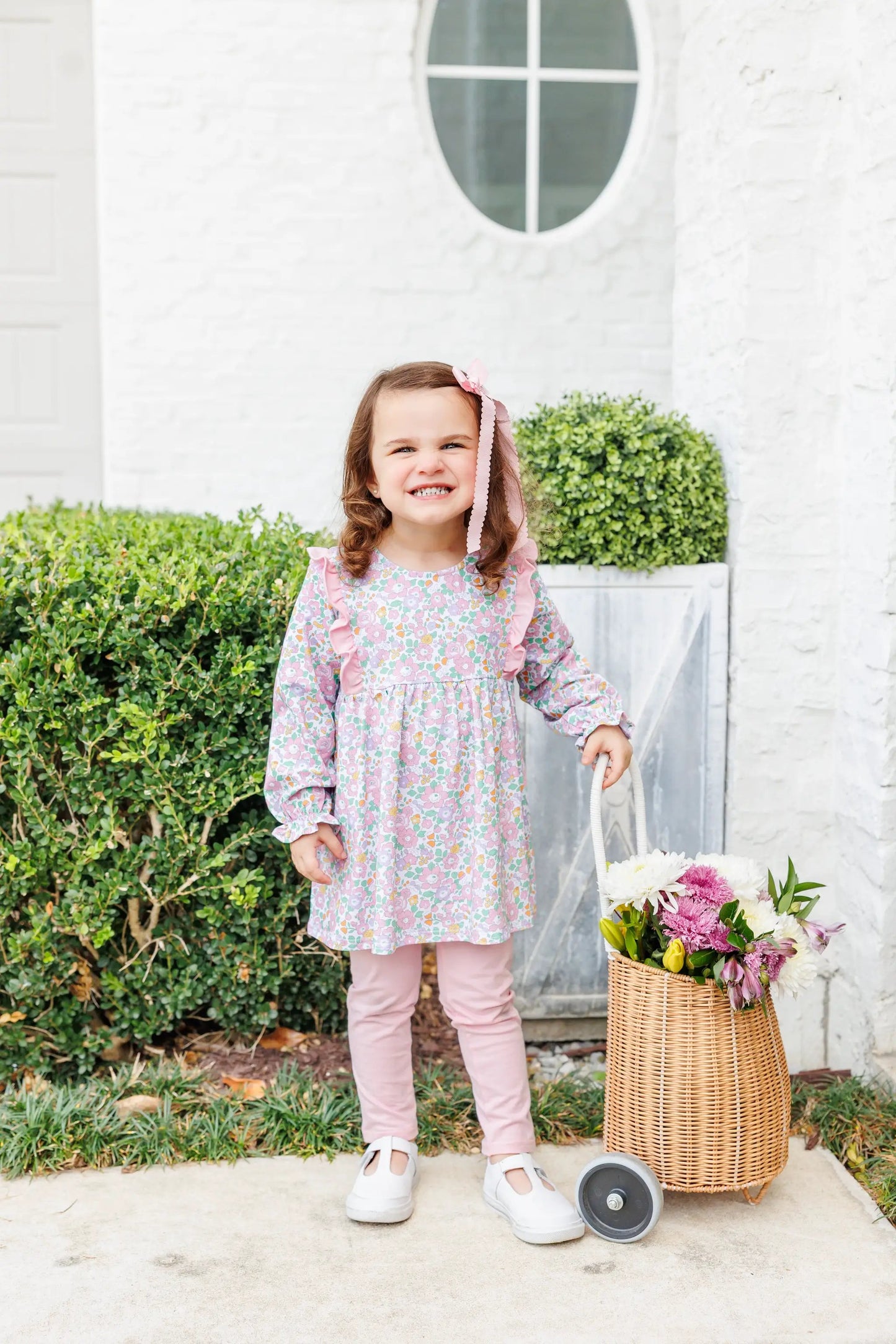 Trotter Street Kids Girls Pink Autumn Blooms Pant Set