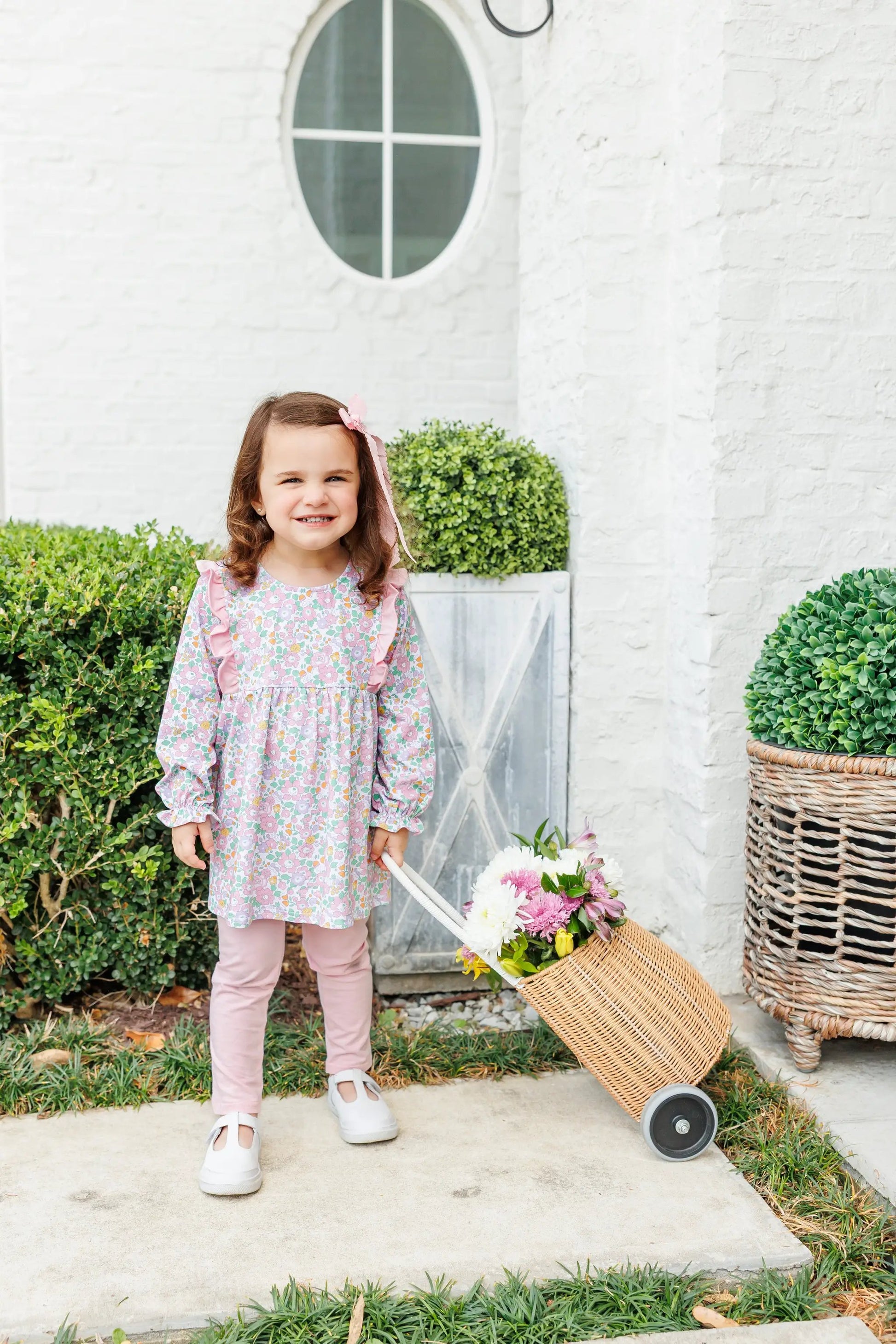Trotter Street Kids Girls Pink Autumn Blooms Pant Set