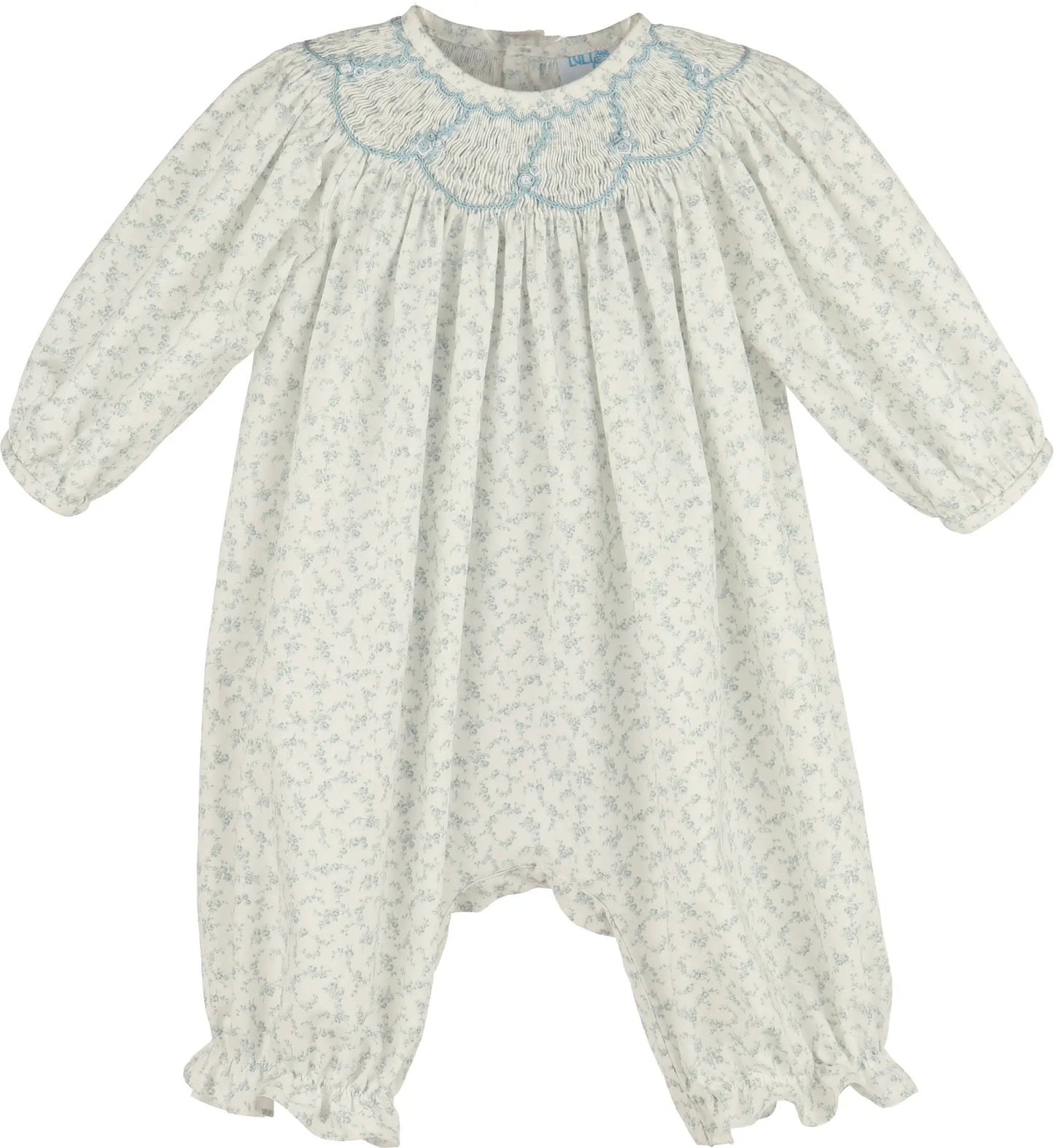 Luli & Me Girls Blue Soft Dew Long Romper