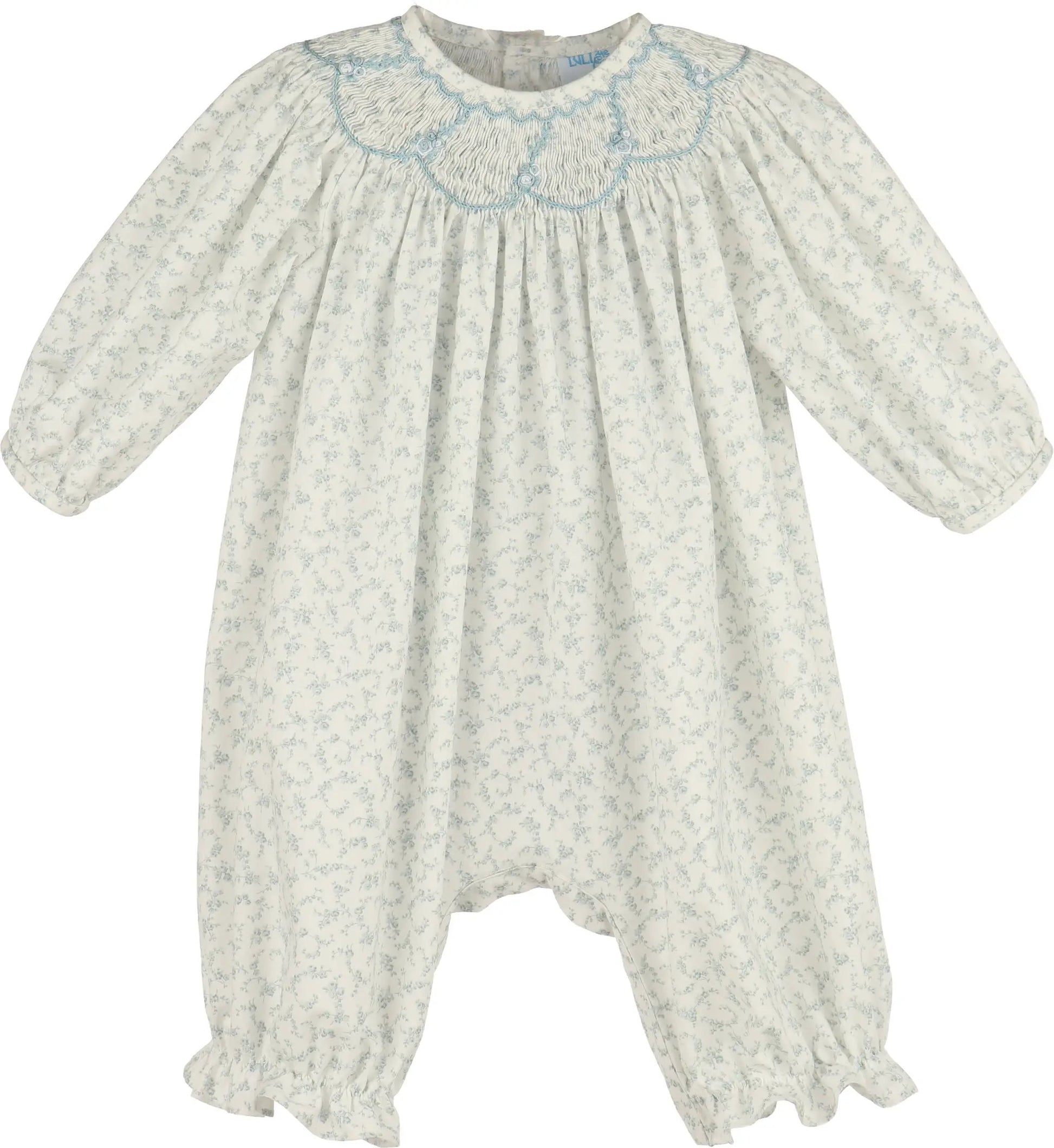 Luli & Me Girls Blue Soft Dew Long Romper