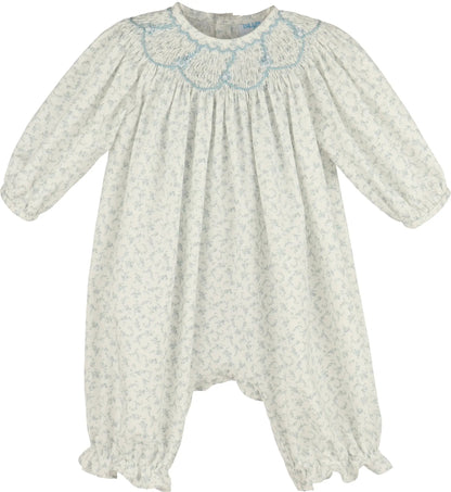 Luli & Me Girls Blue Soft Dew Long Romper