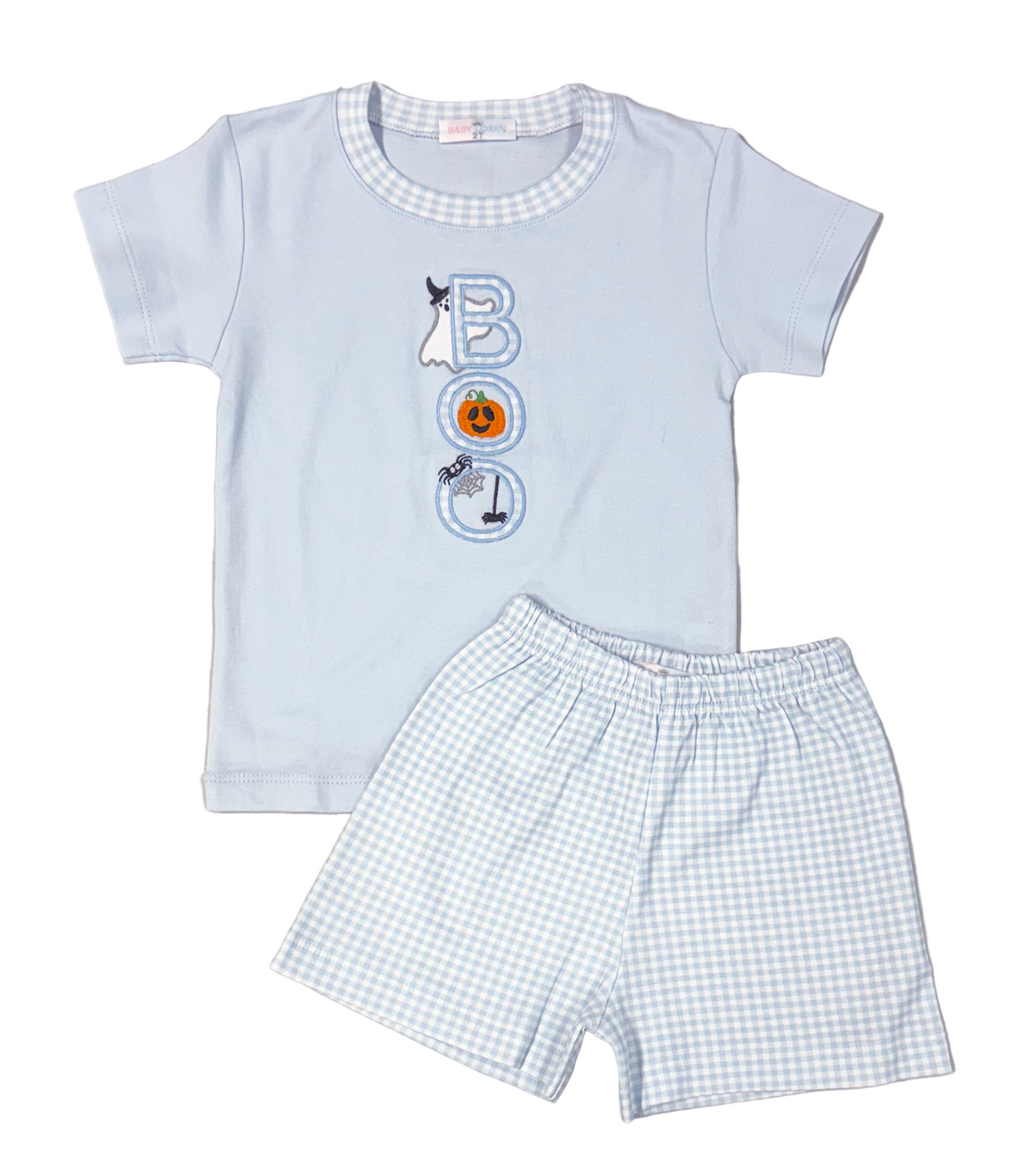Baby Loren Boys Light Blue Boo Spooky Halloween Shorts Set by Baby Loren