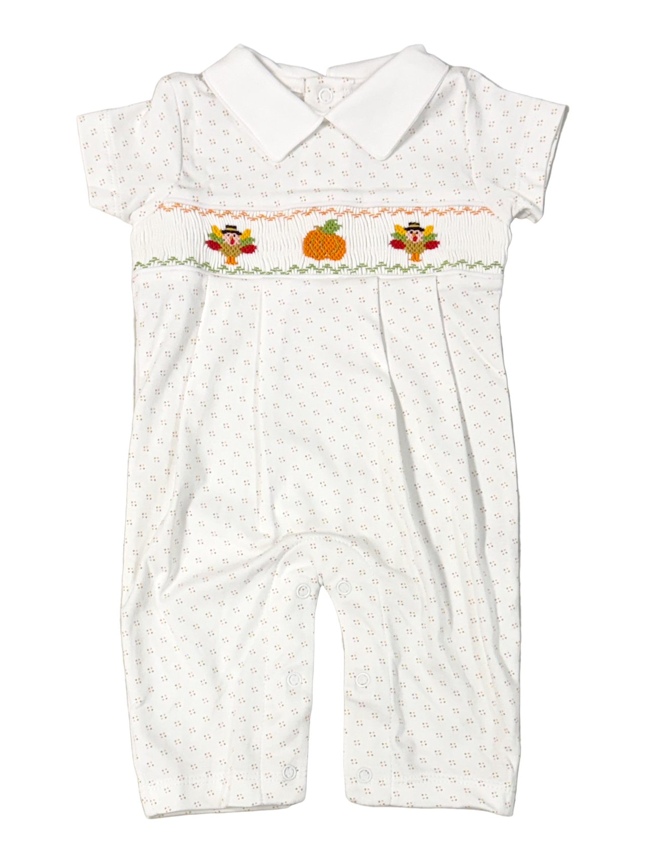 Baby Loren Boys Hand Smocked Thanksgiving Day Romper