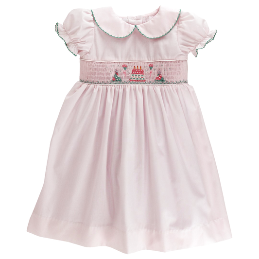 Bailey Boys Girls Pink Smocked Happy Birthday Dress - Collar by Bailey Boys