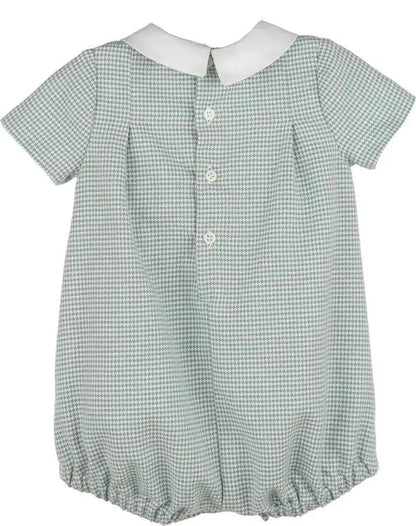 Luli & Me Boys Green Checks Smocked Bubble