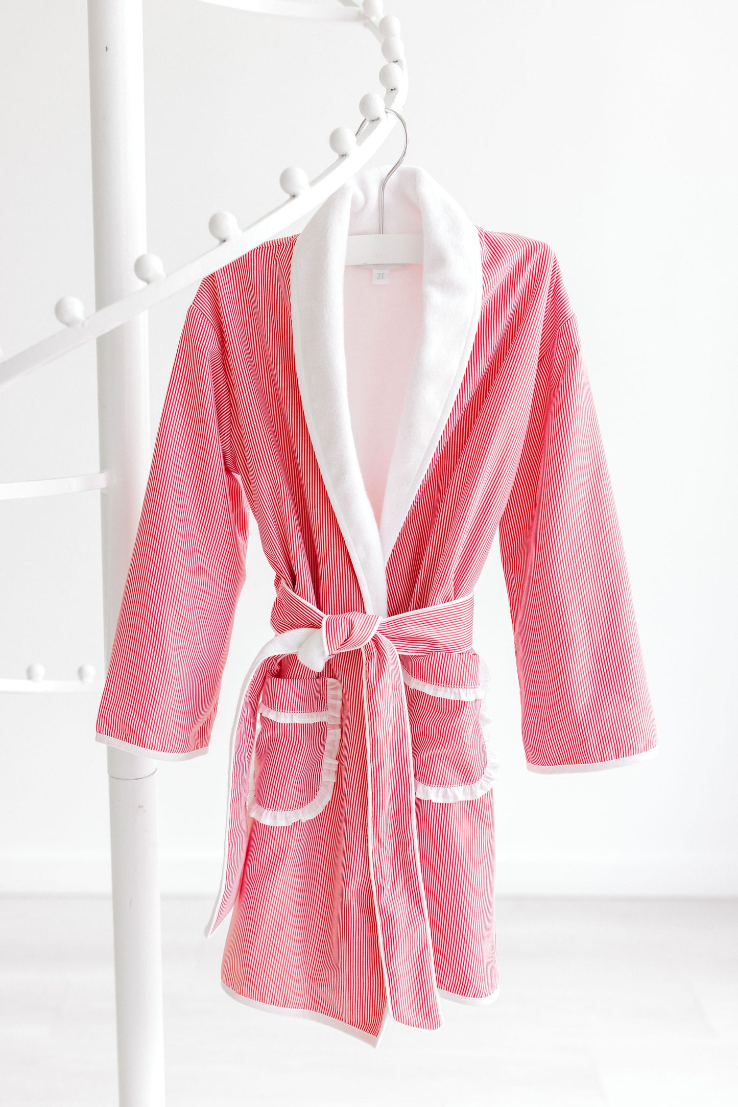 Terry Tots Luxury Bath Robe - Red Holiday Stripes - Girls