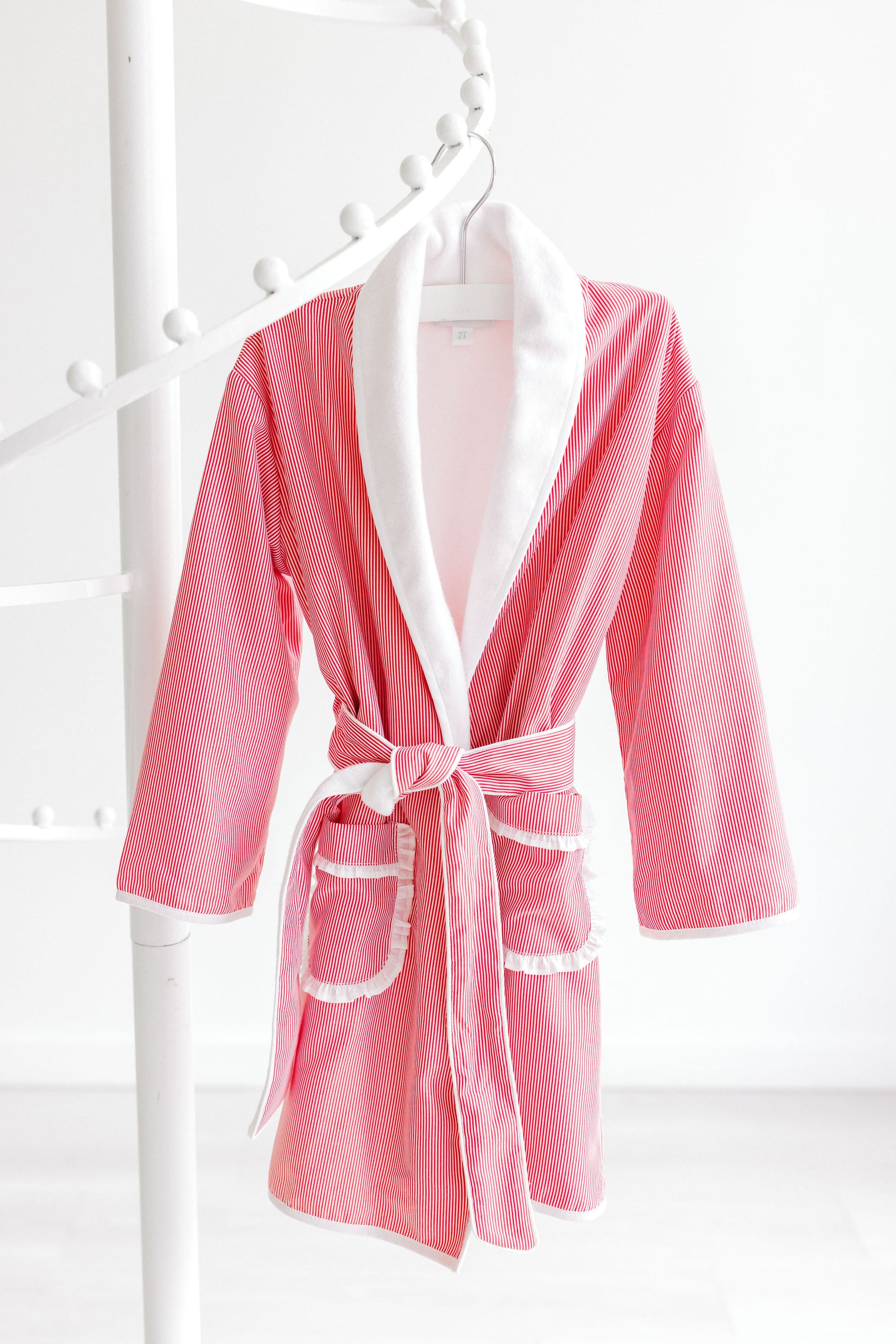 Terry Tots Luxury Bath Robe - Red Holiday Stripes - Girls