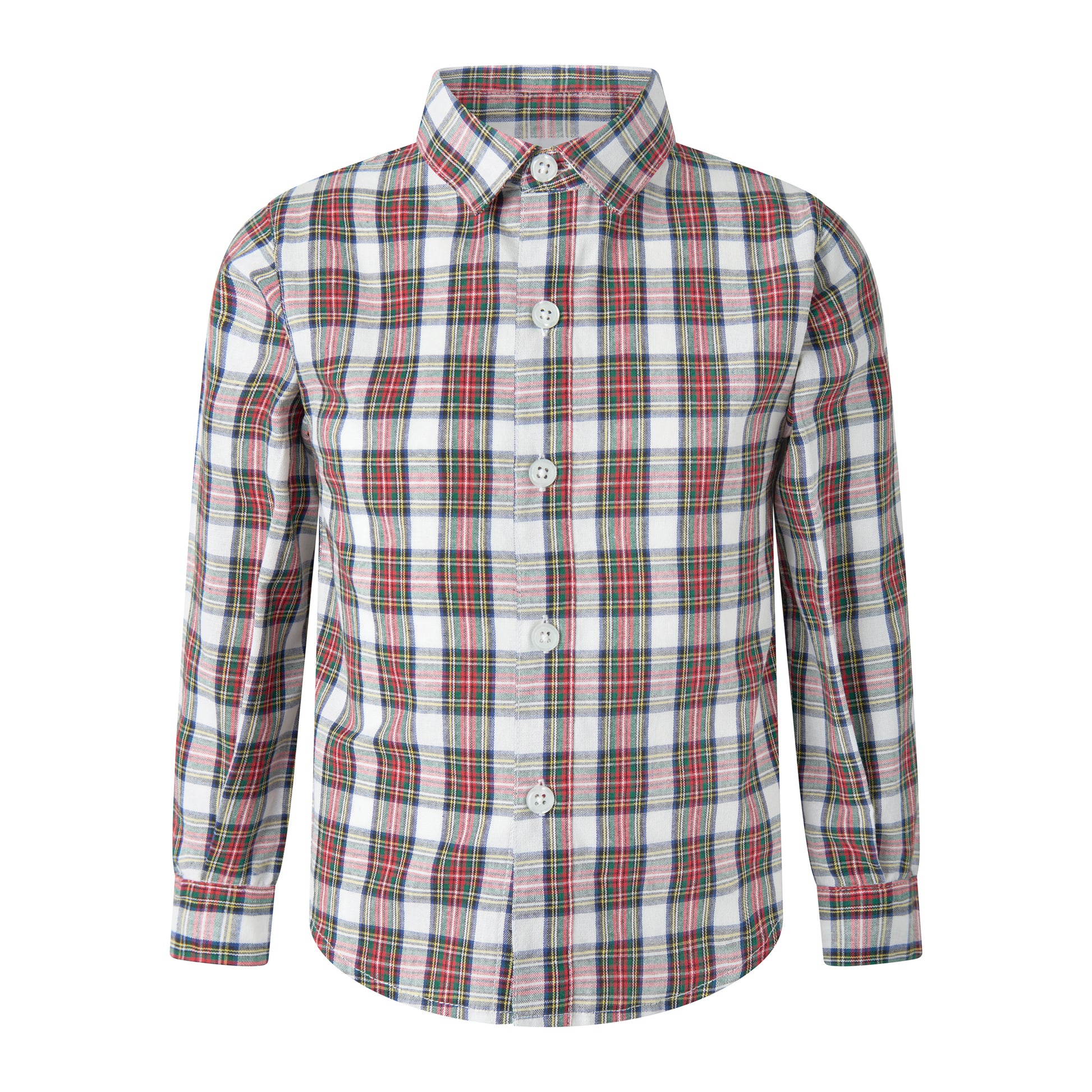 Rachel Riley London Boys Dress Shirt - Red & White Holiday Tartan Plaid