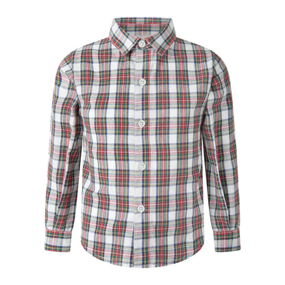Rachel Riley London Boys Holiday Tartan Shirt - Red & Ivory Plaid by Rachel Riley
